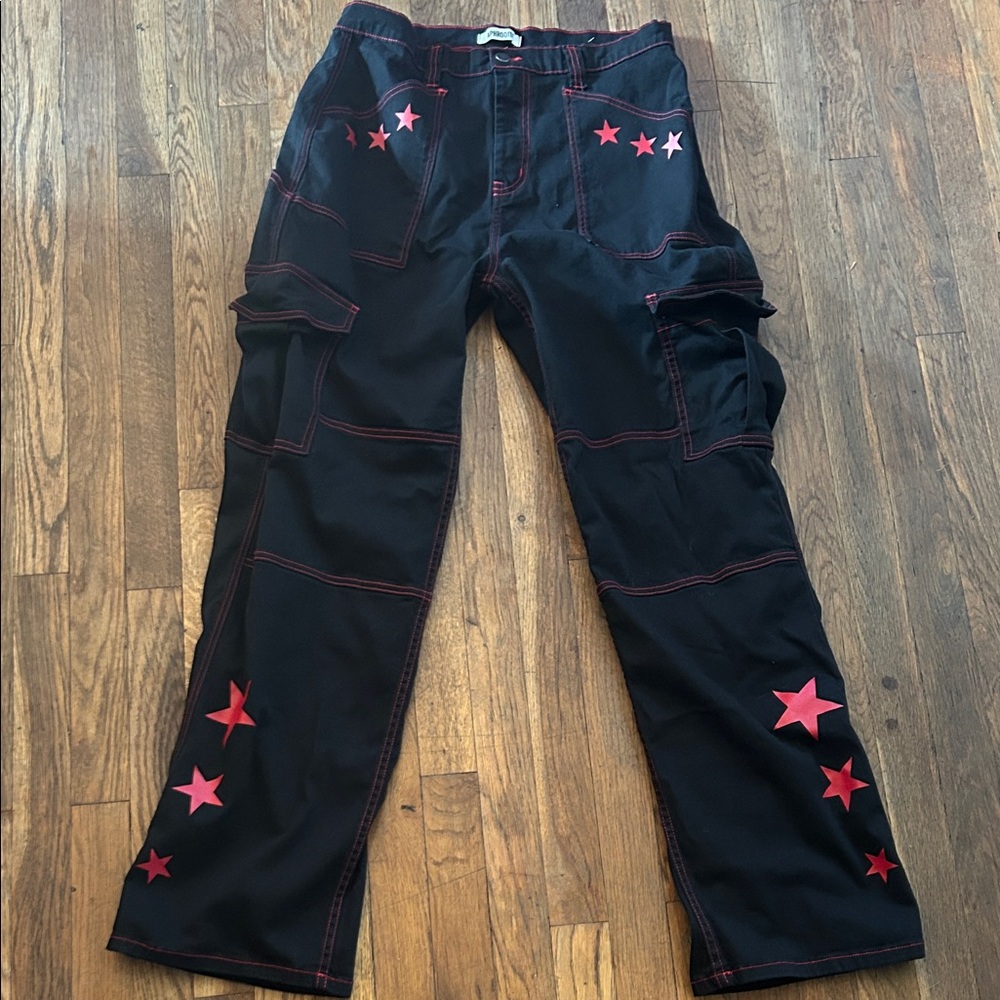 Aphrodite Black Pants with Red Stitching